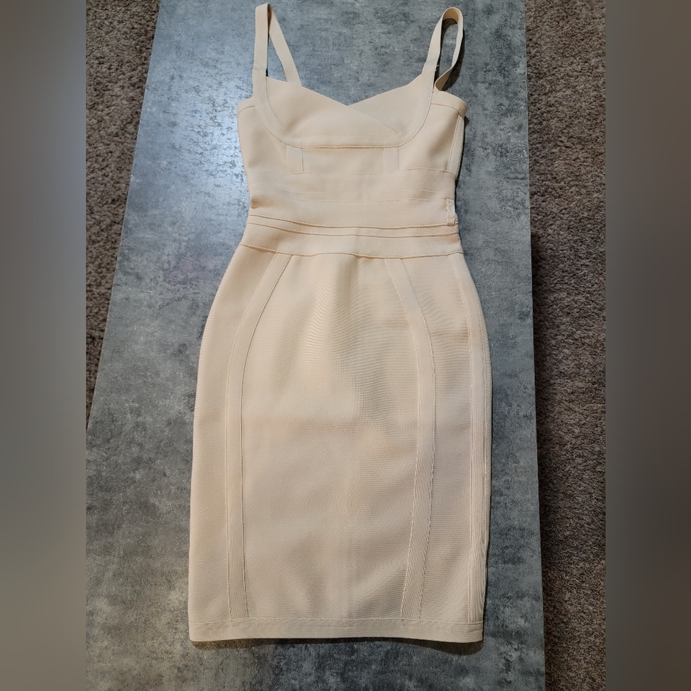 Sleeveless Cream Midi Sheath Dress